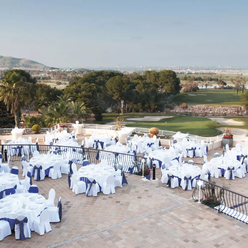 Outdoor tables for La Manga Club corporate event 